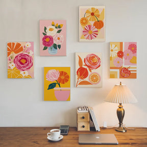 Dipingi con i numeri - 6 mini dipinti | Set Heatwave Blossom