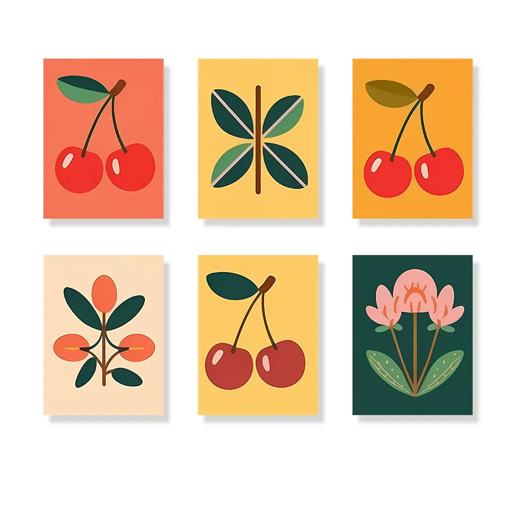 Dipingi con i numeri - 6 mini dipinti | Set di fiori di ciliegio