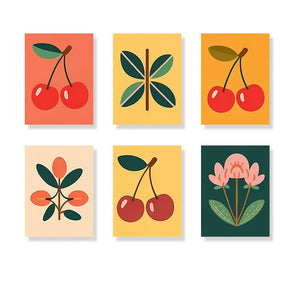 Dipingi con i numeri - 6 mini dipinti | Set di fiori di ciliegio