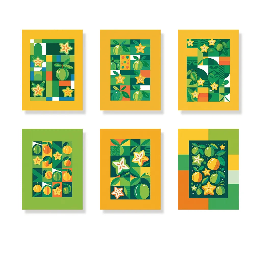 Dipingi con i numeri - 6 mini dipinti | Set Bacio di carambola