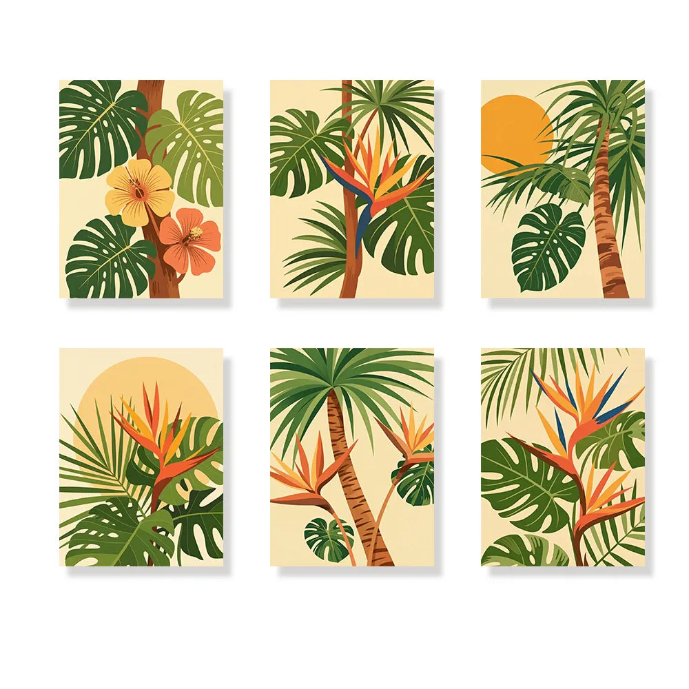 Dipingi con i numeri - 6 mini dipinti | Set Tropical Flicker