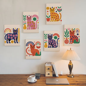 

Dipingere con i numeri - 6 Quadri Mini | Set di tratti astratti gatti