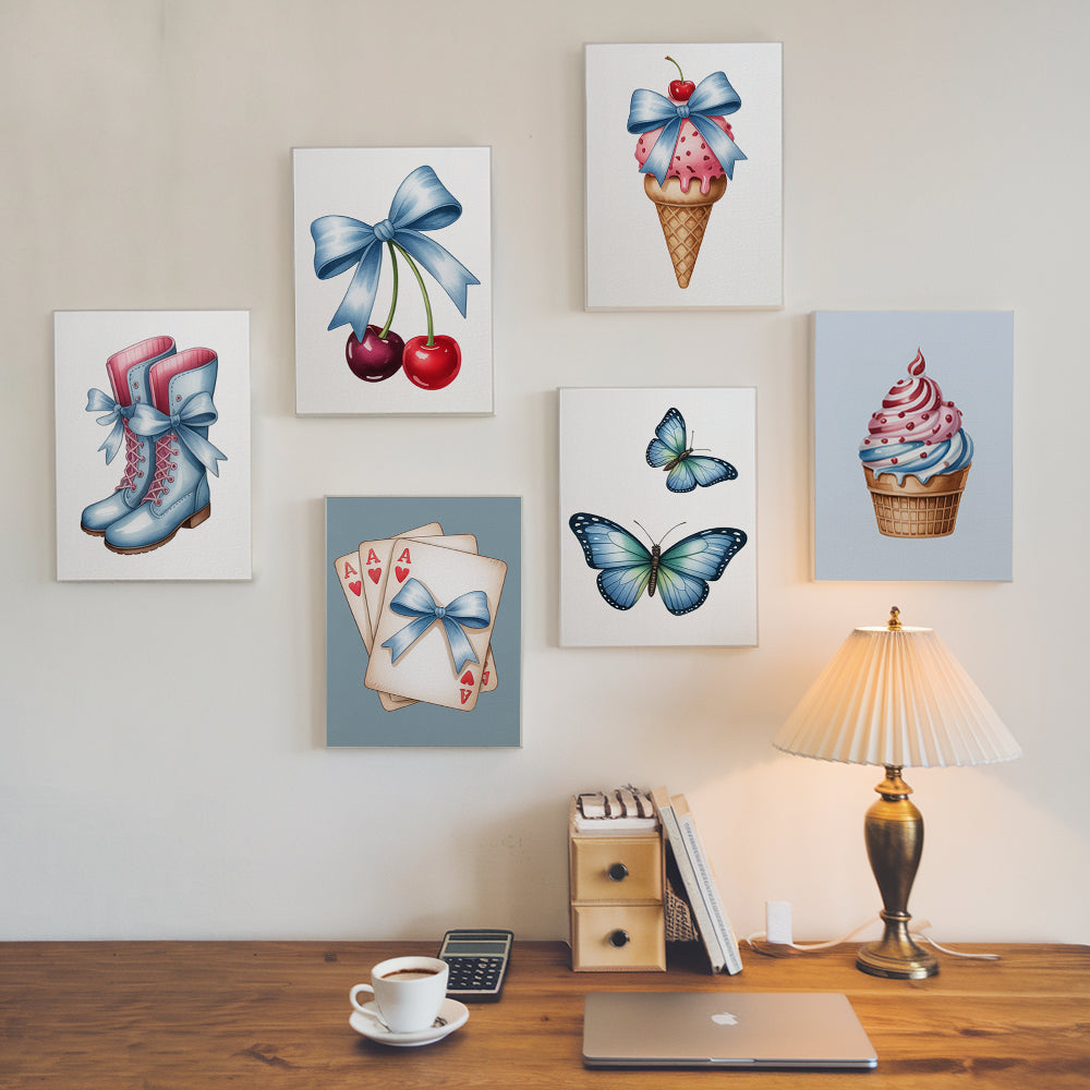 

dipingere con i numeri - 6 Mini Dipinti | Set di Accenti Azzurri