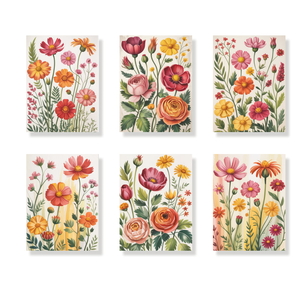 Dipingi con i numeri - 6 mini dipinti | Set "Armonia botanica"