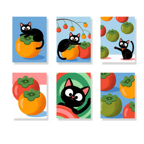 

Dipingere con i numeri - 6 Mini Quadri | Gatto Nero Set Caccia alle Taglie