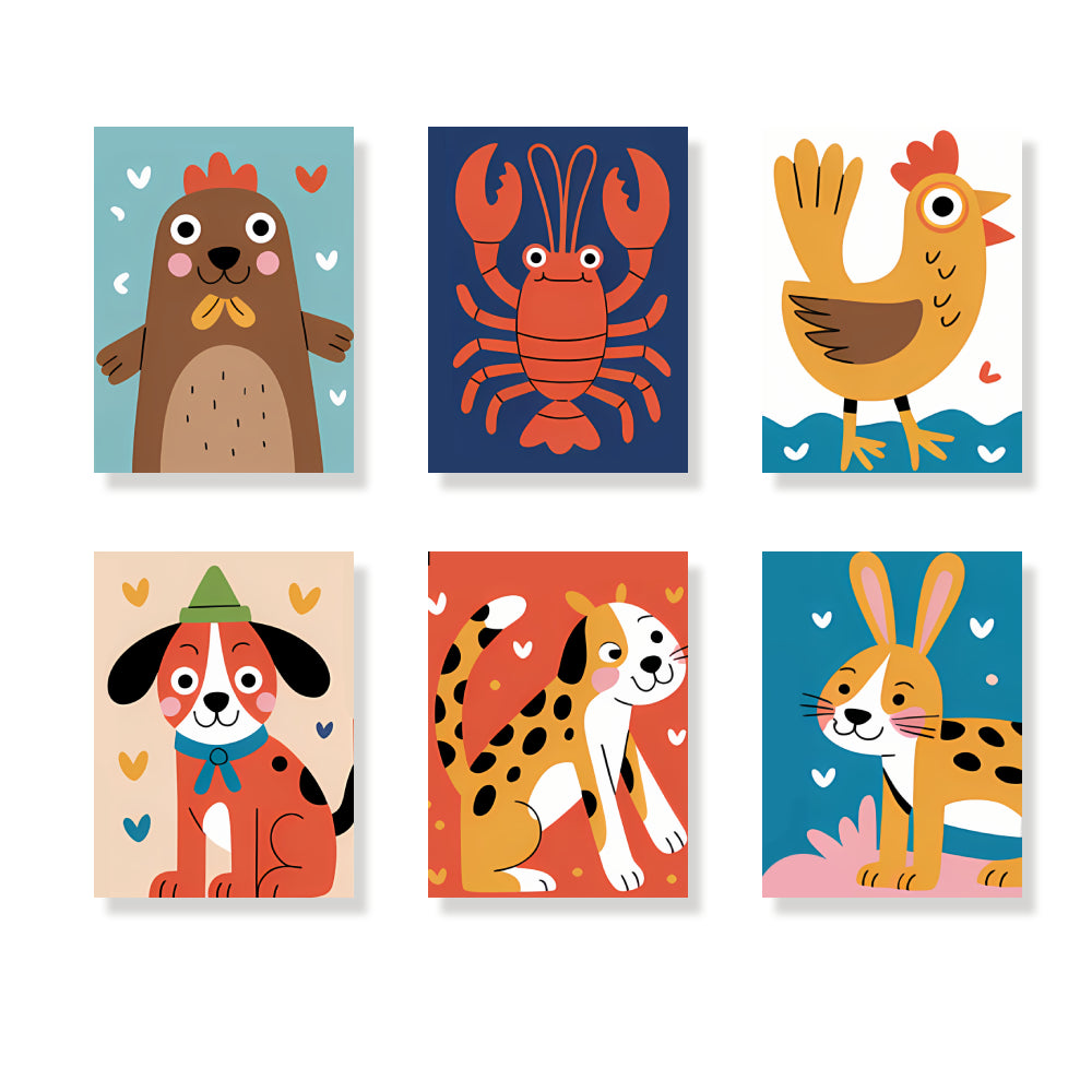 Dipingi con i numeri - 6 mini dipinti | Set di creature giocose