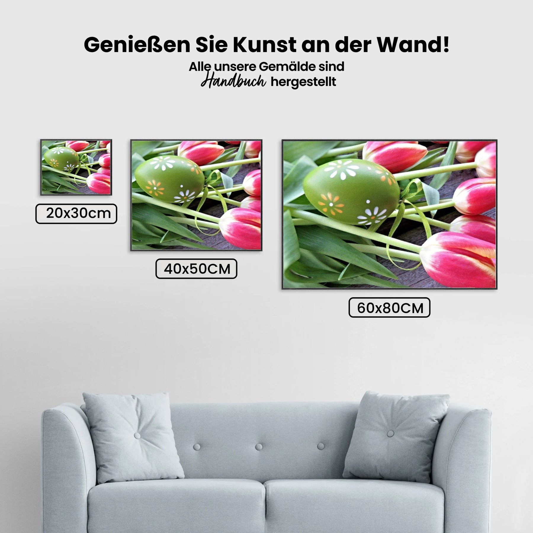 Osterei mit rosa Tulpen - Malen nach Zahlen