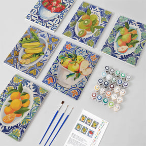 

Dipingere con i numeri - 6 Mini Quadri | Set Classico di Frutta