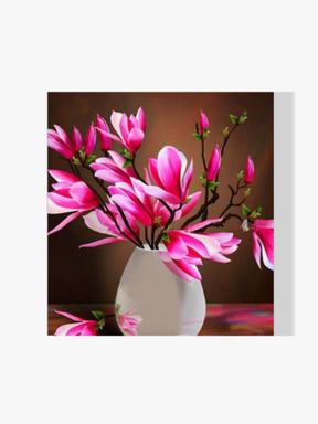 Rosa Blumen in Vase - Malen nach Zahlen