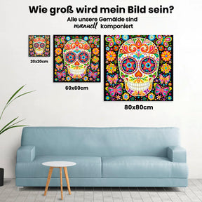 Schädel Schmetterlinge | Glow in the Dark - Malen nach Zahlen
