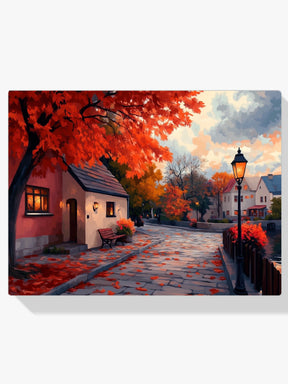 Dipingi con i numeri - Strada autunnale al tramonto