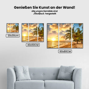 Sonnenuntergang - Palme | 3 Teile - Malen nach Zahlen