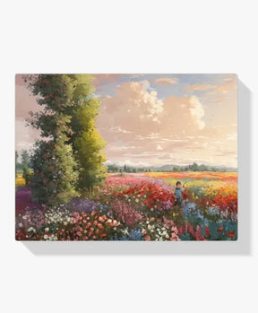 Dipingi con i numeri - Tramonto in un campo di fiori