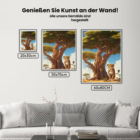 Tiger - Baobab Baum - Malen nach Zahlen