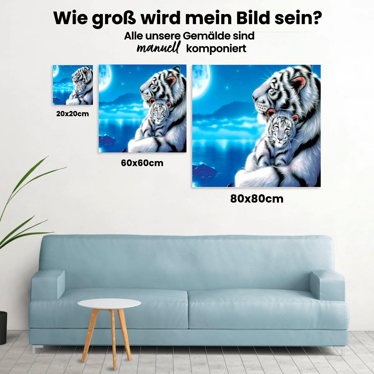 Tiger und Tigerjungtier - Malen nach Zahlen