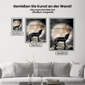 Wolf - Mond | 3 Teile - Malen nach Zahlen